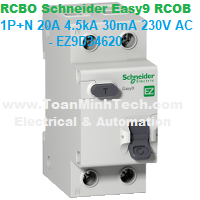CB bảo vệ và chống dòng rò RCBO Schneider - Easy9 RCOB - 1P+N 20A 4.5kA 30mA 230V AC - EZ9D34620